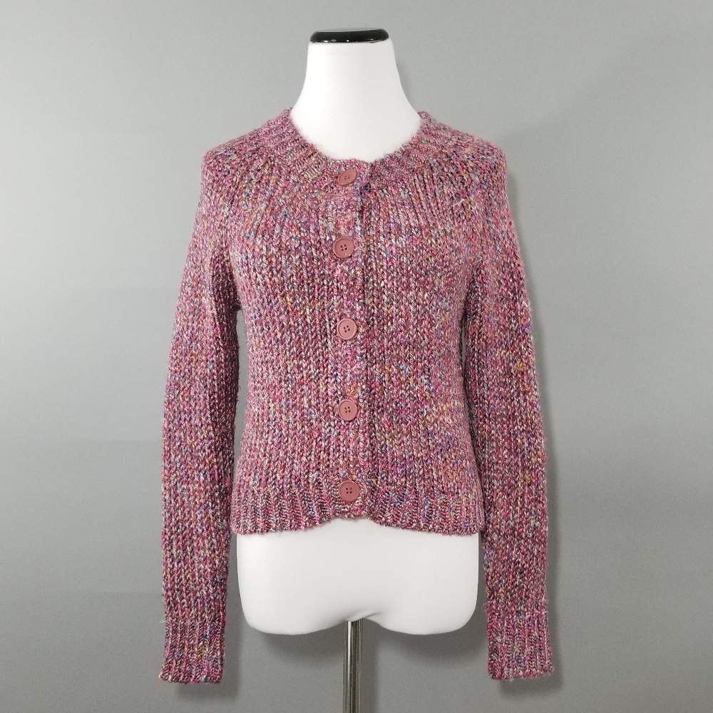H&M Acrylic Pink Multicolored Cardigan Sweater 6